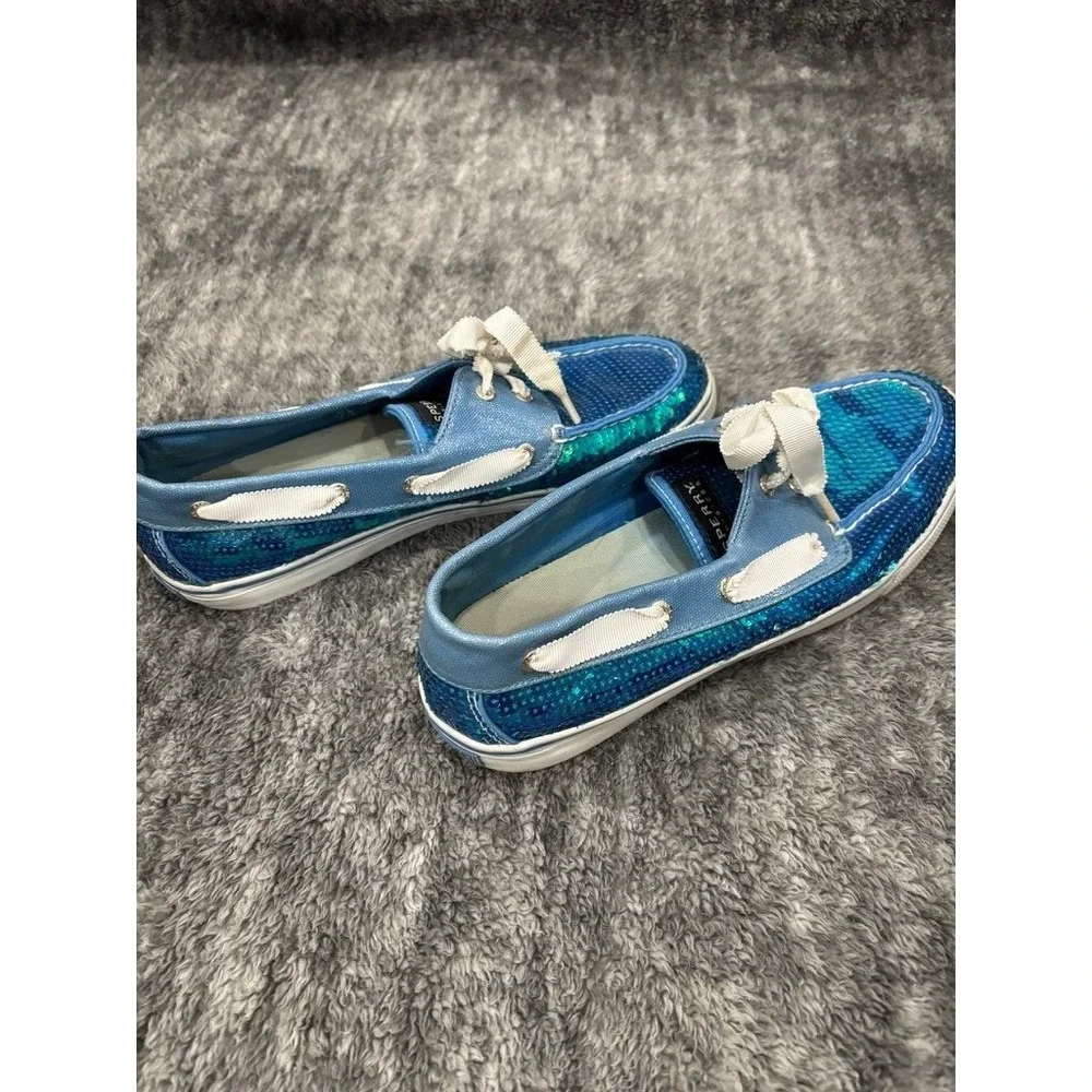 Sperry Top-Sider‎ Blue Sequin Boat Shoes Women 8.5M Coastal Glam